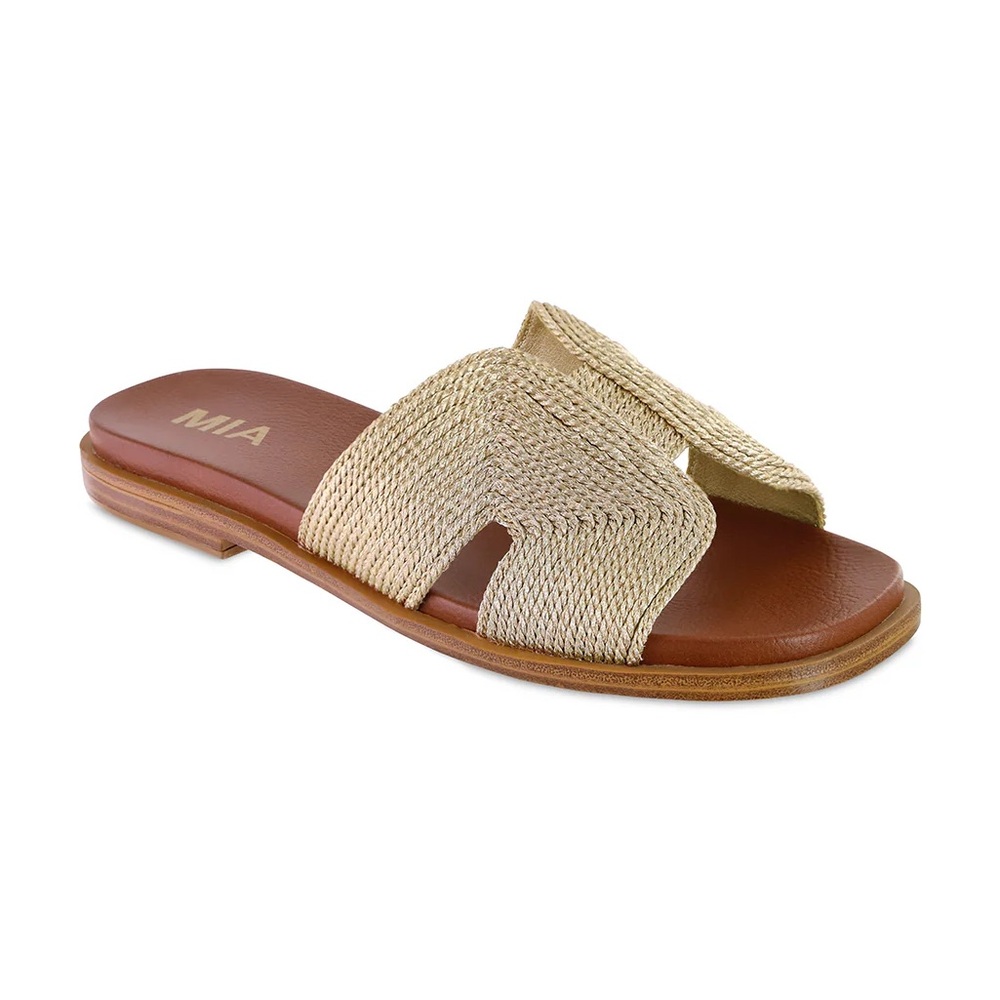 MIA Women's Woven soft gold Slide Sandals